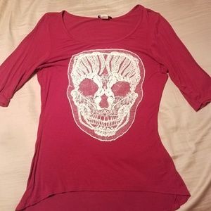 Red white lace skull Deb Shirt